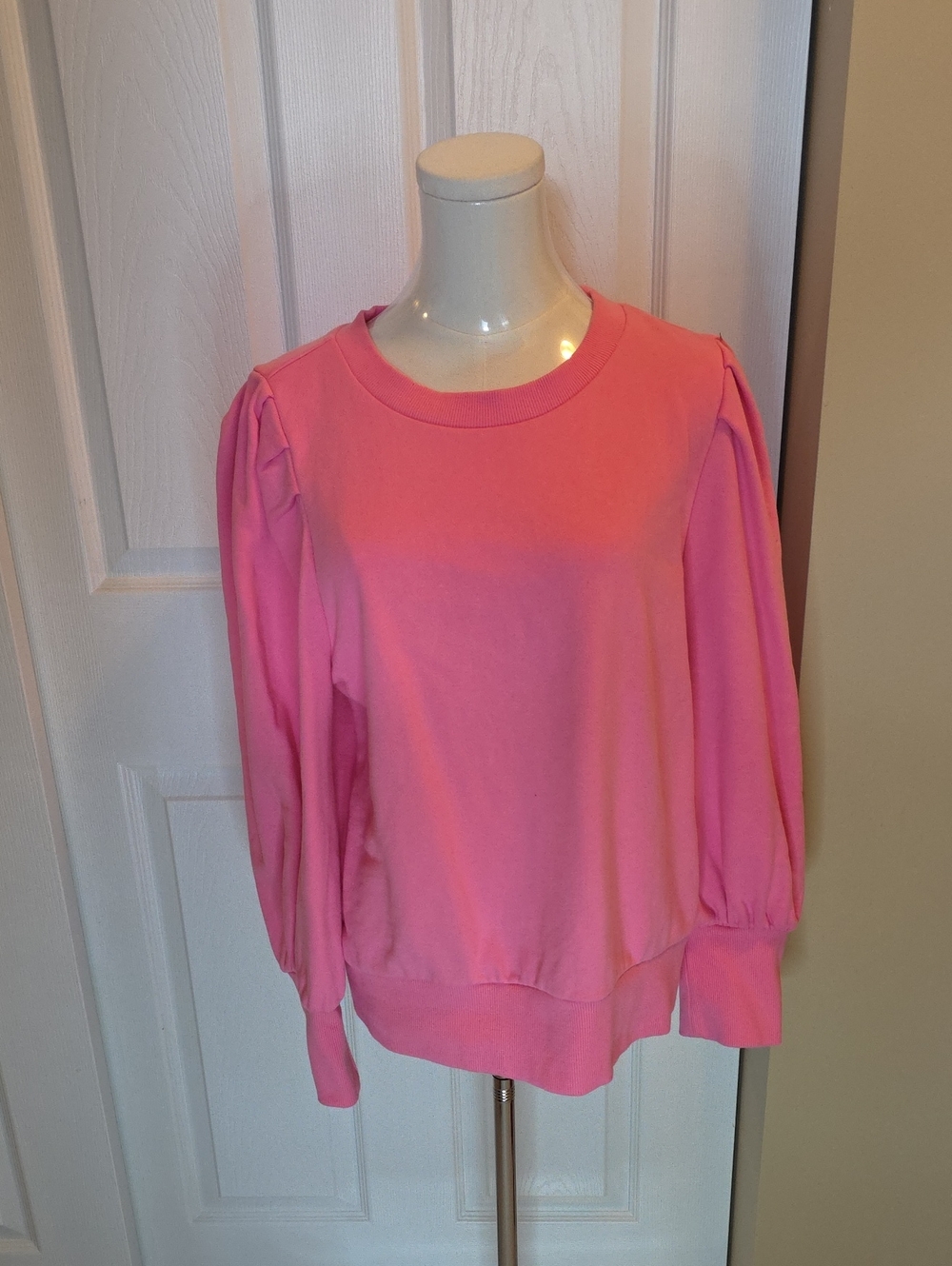 LOFT Pink Puff-Sleeve Sweatshirt